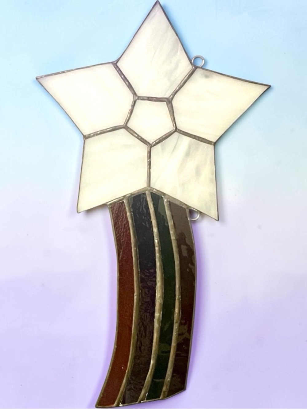 Stained Glass Textured Glass Shooting Star Ornament Christmas Tree 11"